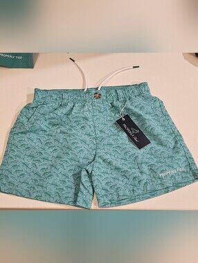 Properly Tied Kids' Mint Green Marlin And Fishes Sword Fish Print Mallard Shorts